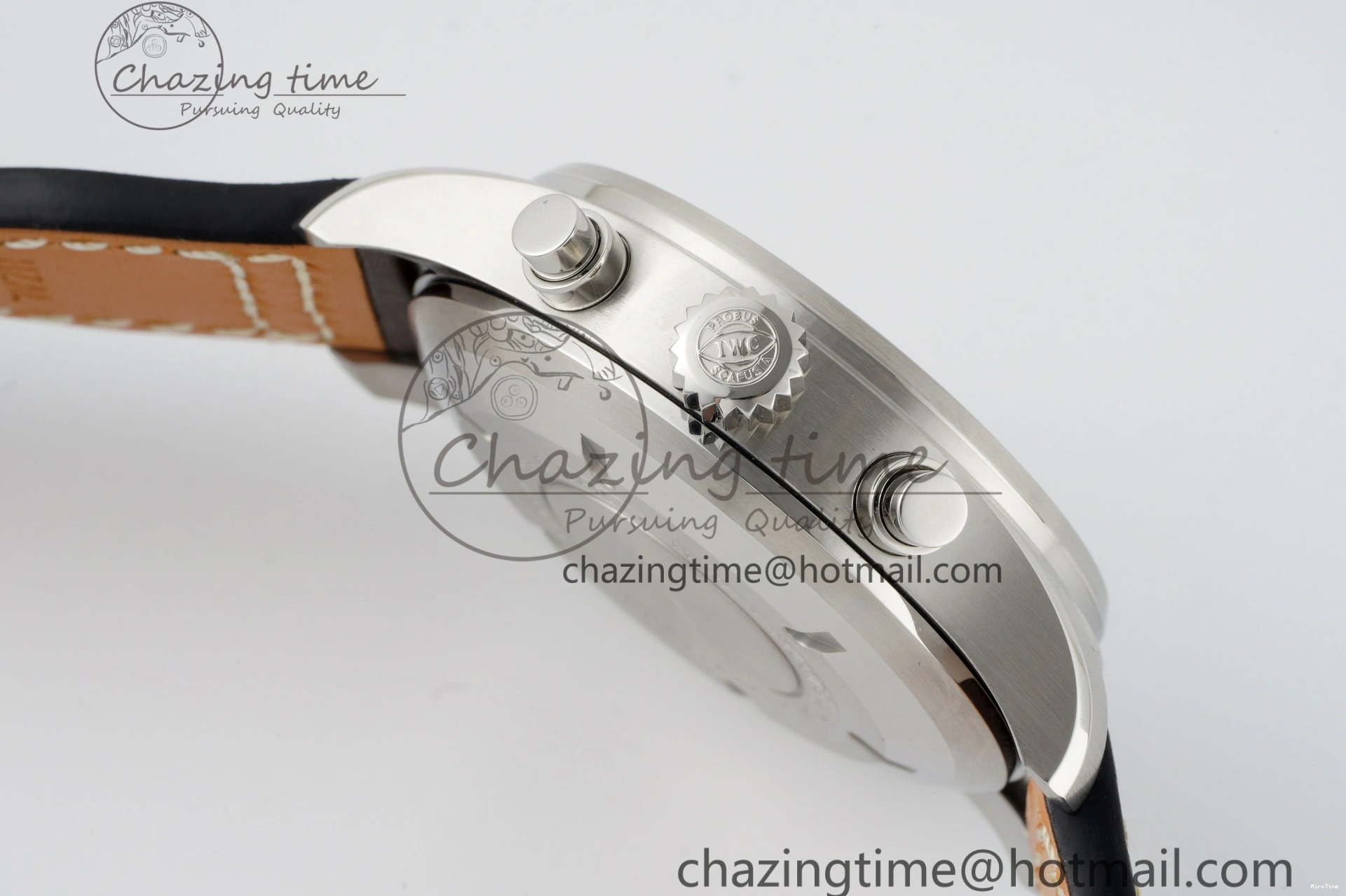 MIROTIME 0319 Bright Pilot Chrono SS AZF 1:1 Best Edition Green Dial on Brown Leather Strap A 7059